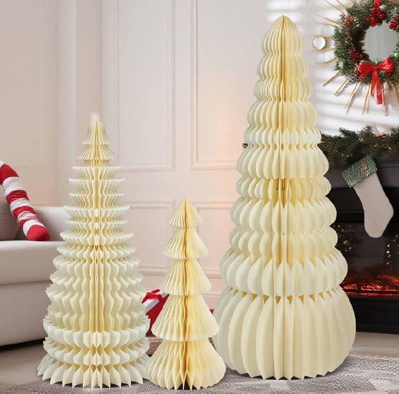 Elegant Honeycomb Paper Christmas Trees